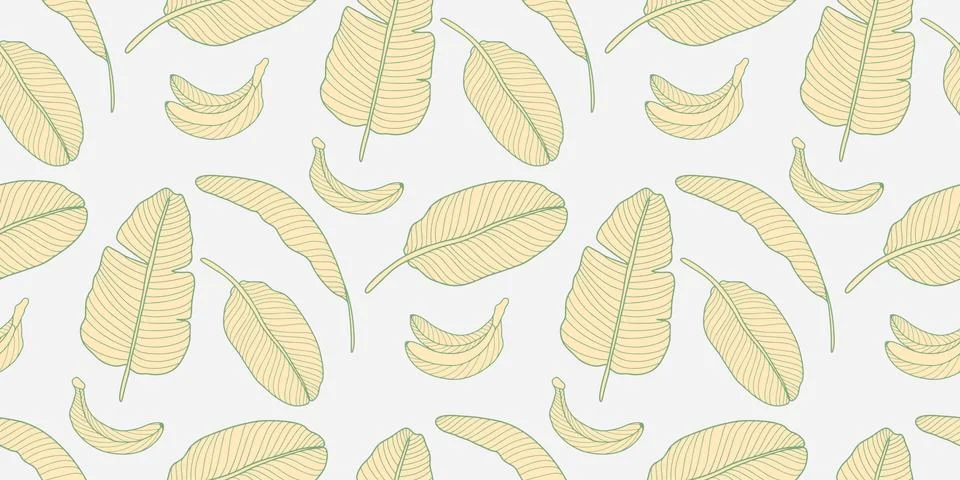 Summer vector seamless tropical pattern with yellow bananas Stock Illustration