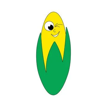 Summer Vegetable Corn. Retro groovy character patch. Trendy sticker with funky Illustrazione stock