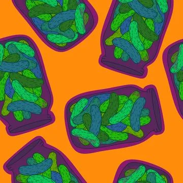 Summer vegetable seamless cucumber pattern for wrapping paper and fabrics Stock Illustration