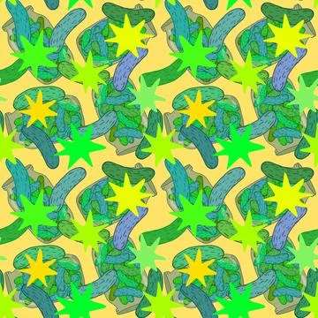 Summer vegetable seamless cucumber pattern for wrapping paper and fabrics Stock Illustration