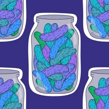 Summer vegetable seamless cucumber pattern for wrapping paper and fabrics Stock Illustration