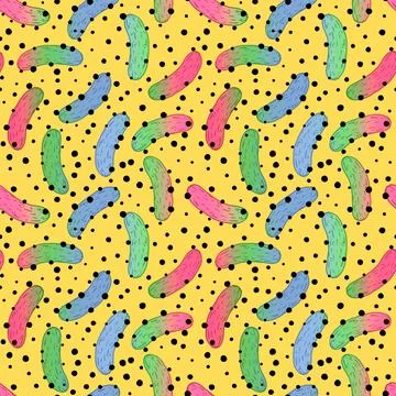 Summer vegetable seamless cucumber pattern for wrapping paper and fabrics Stock Illustration