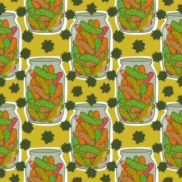 Summer vegetable seamless cucumber pattern for wrapping paper and fabrics Stock Illustration