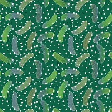Summer vegetable seamless cucumber pattern for wrapping paper and fabrics Stock Illustration