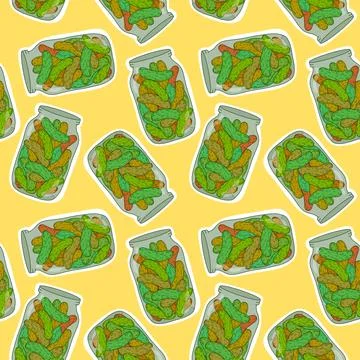 Summer vegetable seamless cucumber pattern for wrapping paper and fabrics Stock Illustration