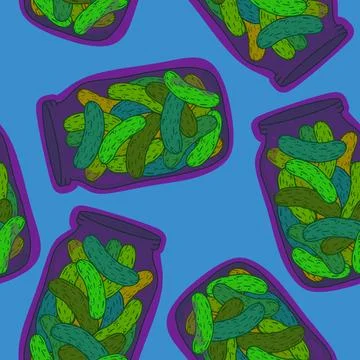 Summer vegetable seamless cucumber pattern for wrapping paper and fabrics Stock Illustration