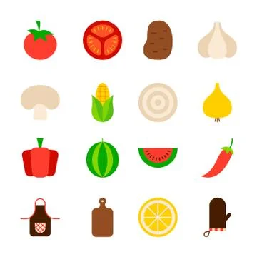 Summer Vegetables Objects Stock Illustration