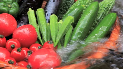 Summer Vegetables in the Stream Video stock 327554858