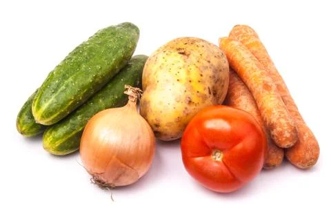 Summer vegetables on white background Stock Photos