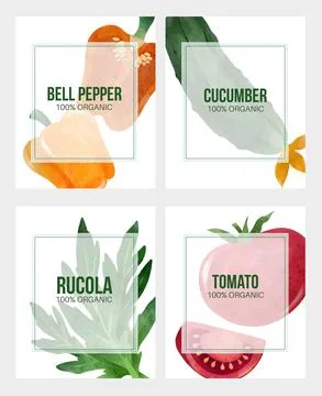 Summer veggies banner, hand drawn vector watercolor illustration Stock Illustration