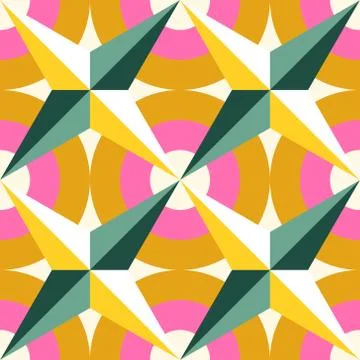 Summer vibe geometric grid based seamless pattern Stock Illustration
