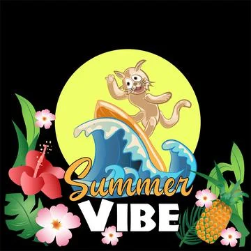 Summer Vibe Summer Theme T-shirt Design Vector Stock Illustration