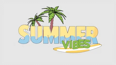 Summer Vibes animated title on a transparent alpha channel background Stock Footage 339907394