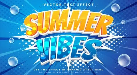 Summer Vibes editable text effect Template Stock Illustration