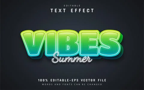 Summer vibes text, editable text effect Stock Illustration