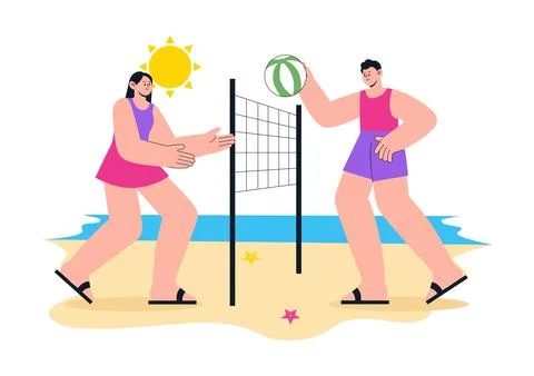 Summer Vibes Vector Illustration Featuring Tropical Beach Vacation, Surfing.. Illustrazione stock