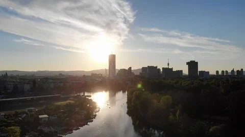 Summer in Vienna with sunlight on the river Stock Footage 116712306