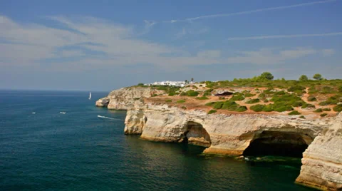 Summer view of Benagil under blue sky, Portugal Video stock 32325716