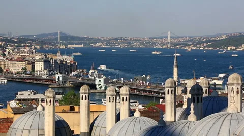 Summer view at crowded Instanbul, Turkey Stock Footage 56752633
