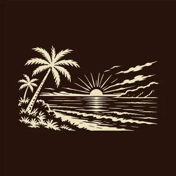Summer view graphic illustration vector art t-shirt design イラスト素材
