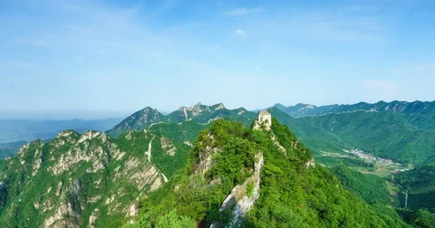 Summer View Great Wall of China, Panning Shot (4K,Time-lapse) Stock Footage 83094533