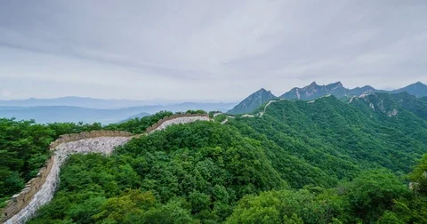 Summer View Great Wall of China, Panning Shot (4K,Time-lapse) Stock Footage 83097157