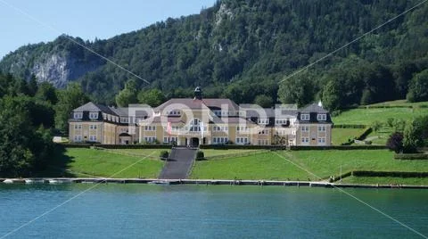 Summer view of the holiday Ferienthort camp at the Wolfgangsee. Stock Photos