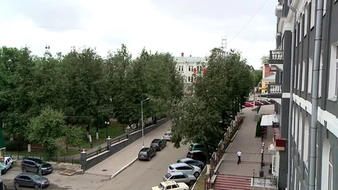 Summer view from the hotel room window of the Central Hotel Stock Footage 71915672