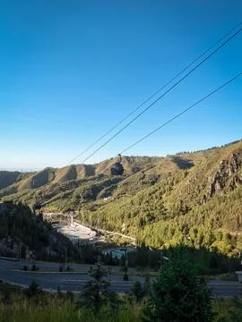 Summer view of the mountains from the cableway Stock Photos