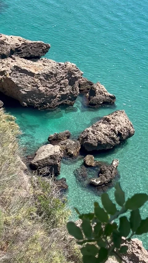 Summer view with rocks in the sea Stock Footage 337136314