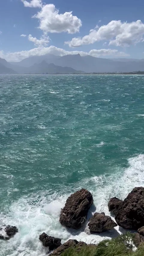 Summer view with rocks in turquoise sea Stock Footage 337162269