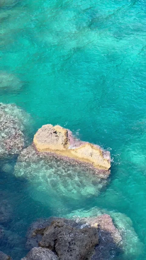 Summer view with rocks in turquoise sea Stock Footage 338166527