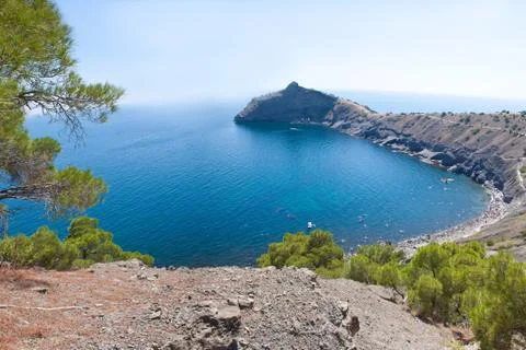 Summer view seacoast. Sudak beach. Black Sea, Ukraine Foto stock