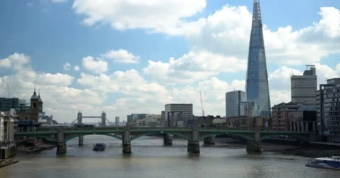 Summer View of The Shard in the City of London, England 4K Stock Footage