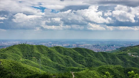 Summer View of Shijingshan and Mentougou Districts from Western Hills, Beijing Stock Footage 337057738