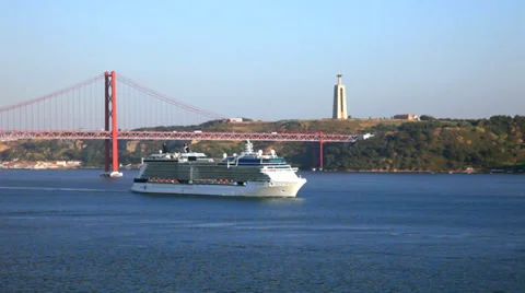 Summer view of Tejo river, Lisbo, Portugal Stock Footage 32325812