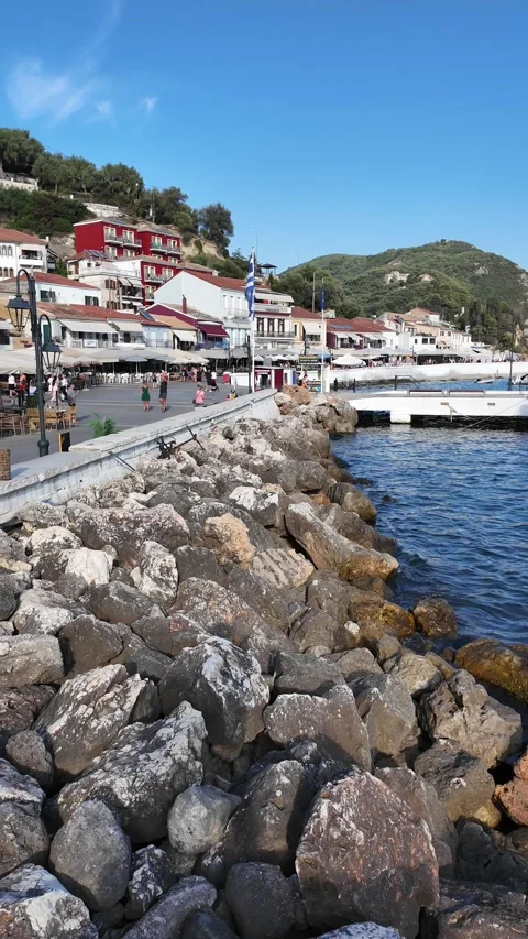 Summer view of Town of Parga, Epirus, Greece Stock Footage 326878005