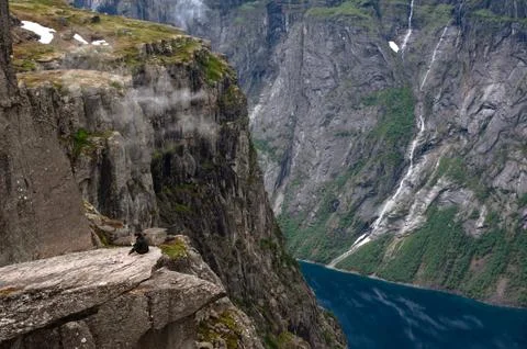The summer view of trolltunga in odda, ringedalsvatnet lake, norway Stock Photos