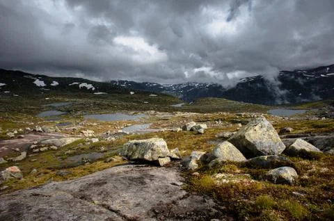 The summer view of trolltunga in odda, ringedalsvatnet lake, norway Stock Photos