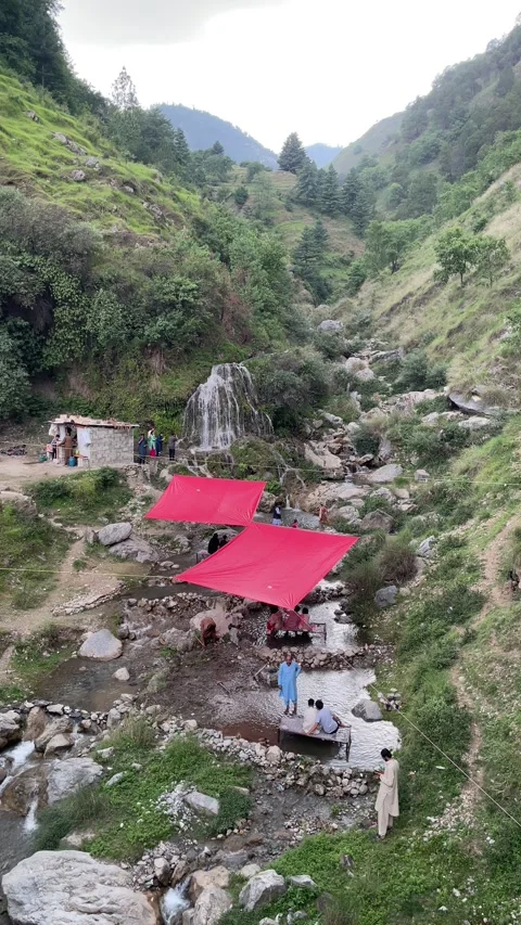 Summer view of waterfall in Abbotabad. Stock Footage 311808706