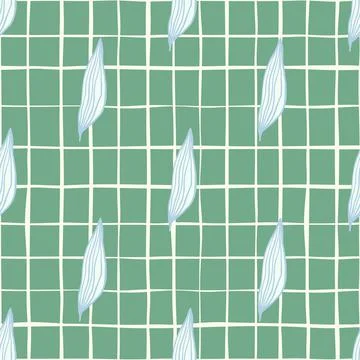 Summer vintage line leaves pattern on stripe background.. Stock Illustration