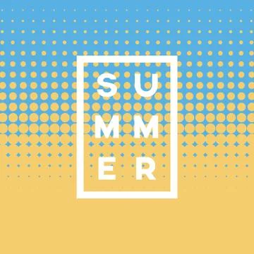Summer vintage vector poster template with halftone background design and beach Stock Illustration