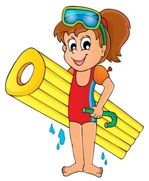 Summer water activity theme - illustration. Stock Illustration