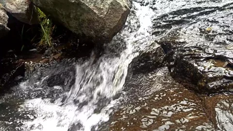 Summer water background, water drops, water reflection, waterfall in the nature Stock Footage 340503204