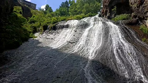Summer water background, water drops, water reflection, waterfall in the nature Stock Footage 340503327