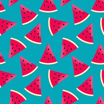 Summer watermelon seamless pattern on blue background Stock-Illustration