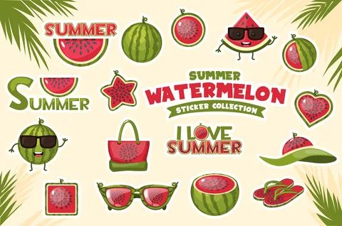 Summer Watermelon Sticker Collection Stock-Illustration