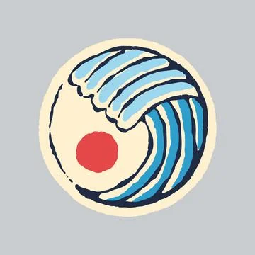 Summer wave beach badge patch pin graphic illustration vector art t-shirt des Stock Illustration