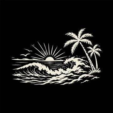 Summer wave graphic illustration vector art t-shirt design Stockillustratie