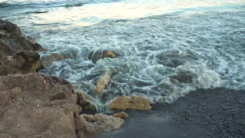 Summer waves and rocks scenic footage. Stock Footage 134254487